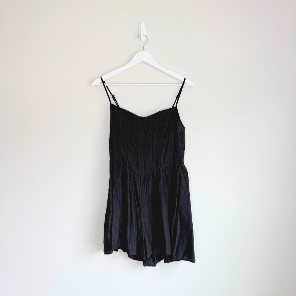 Fit & Flare Black Cami Romper Sweetheart Neckline